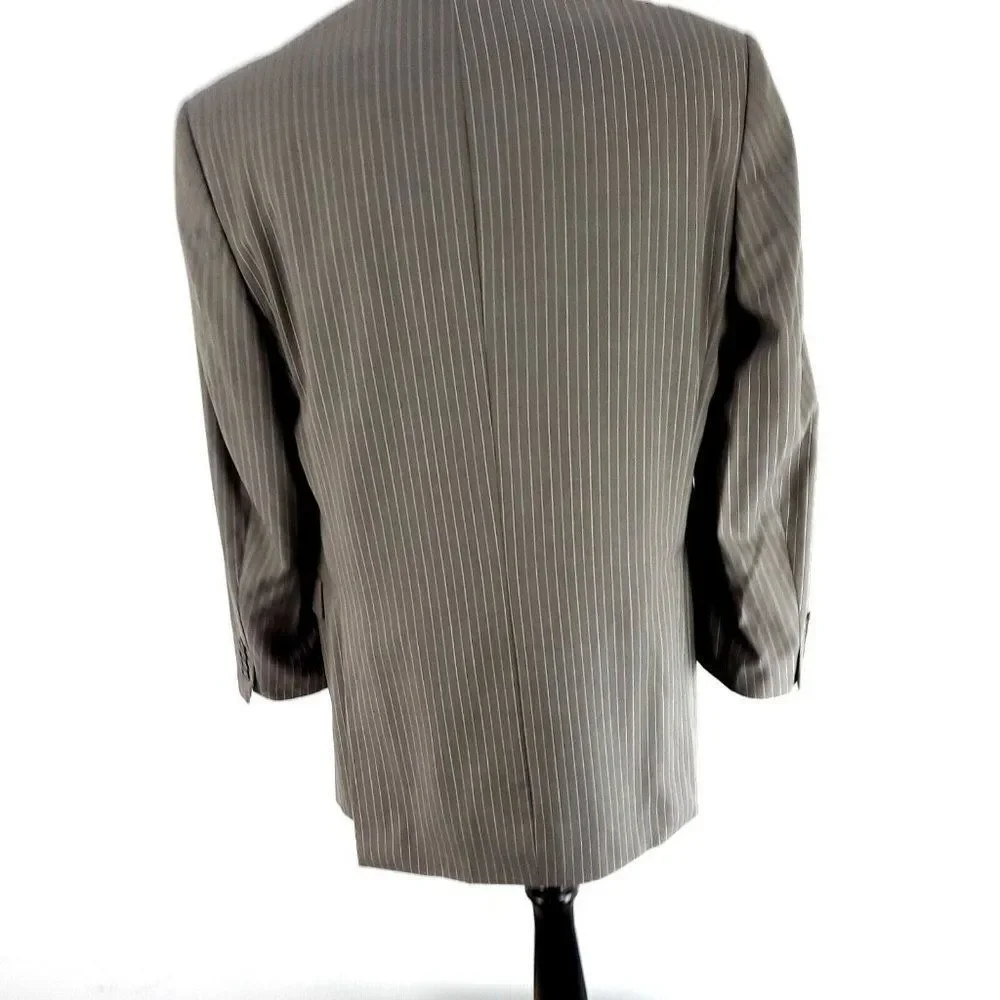 Hart‎ Schaffner Marx Gold Trumpeter Wool 2 Button Suit Jacket 42L Brown Striped
